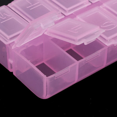 Harfington Uxcell Pill  8 Slots Dispenser Organizer Storage Case Box Clear Pink