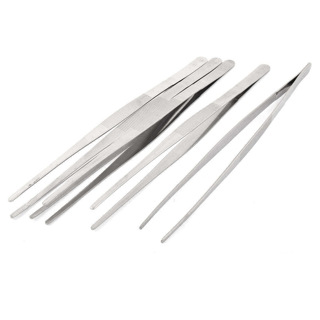 uxcell Uxcell Home Flat Edge Forceps Straight Tweezers Handy Tool 30cm Long 5pcs