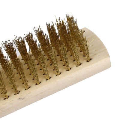 Harfington Uxcell 2 Pcs Wooden Handle 6 Rows Brass Wire Cleaning Brush Tool 200mm Length