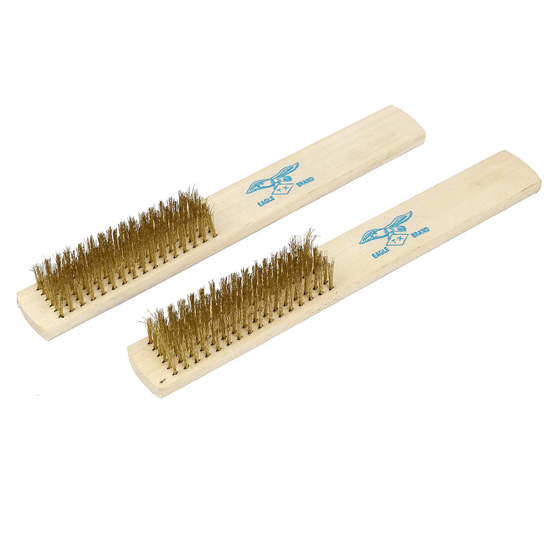 uxcell Uxcell 2 Pcs Wooden Handle 6 Rows Brass Wire Cleaning Brush Tool 200mm Length