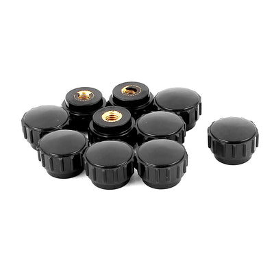 uxcell Uxcell M6 Female Threaded Plastic Knurled Round Head Screw On Clamping Knob Handle Black 10pcs