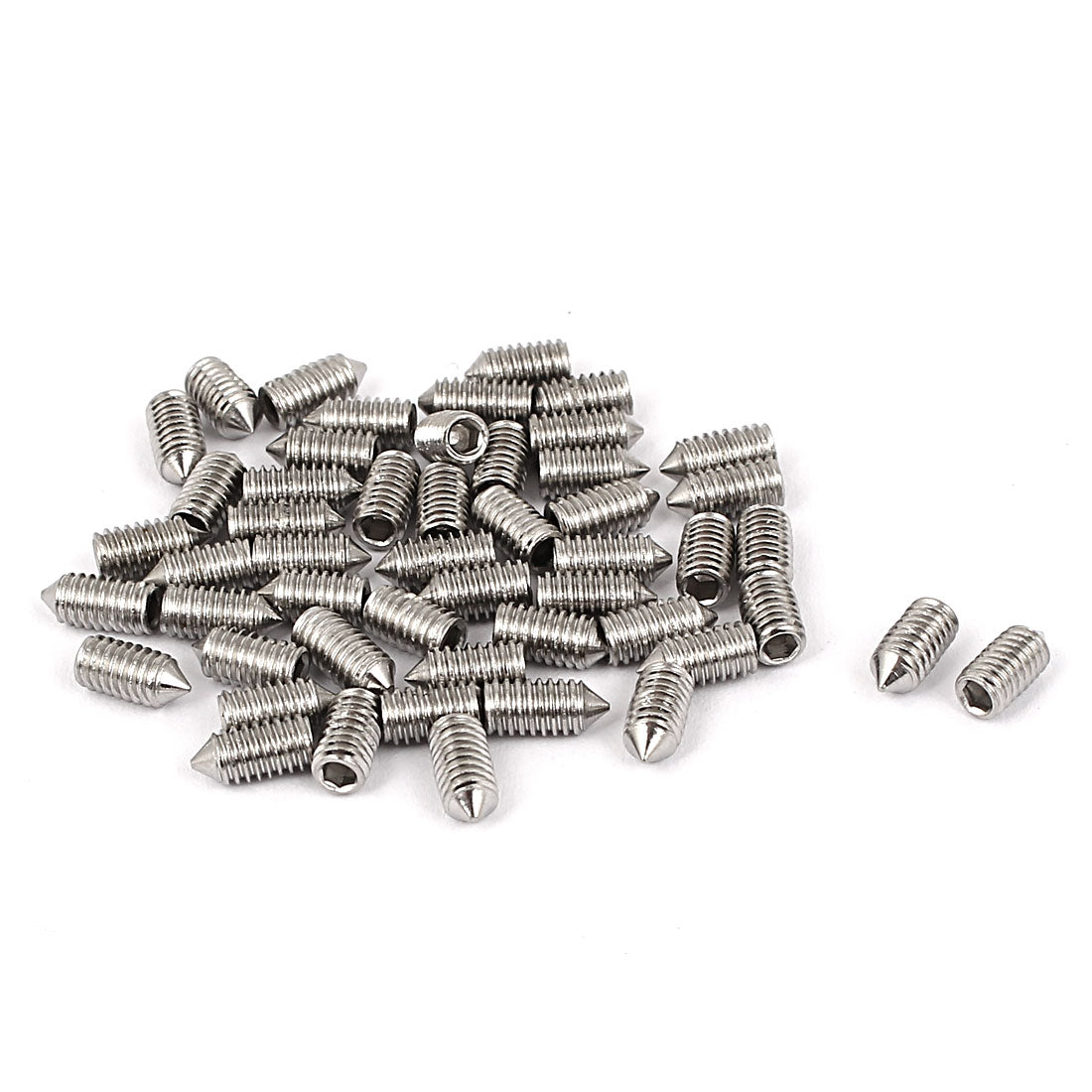 uxcell Uxcell M4 x 8mm 304 Stainless Steel Cone Point Hex Socket Set Grub Screw 50 Pcs