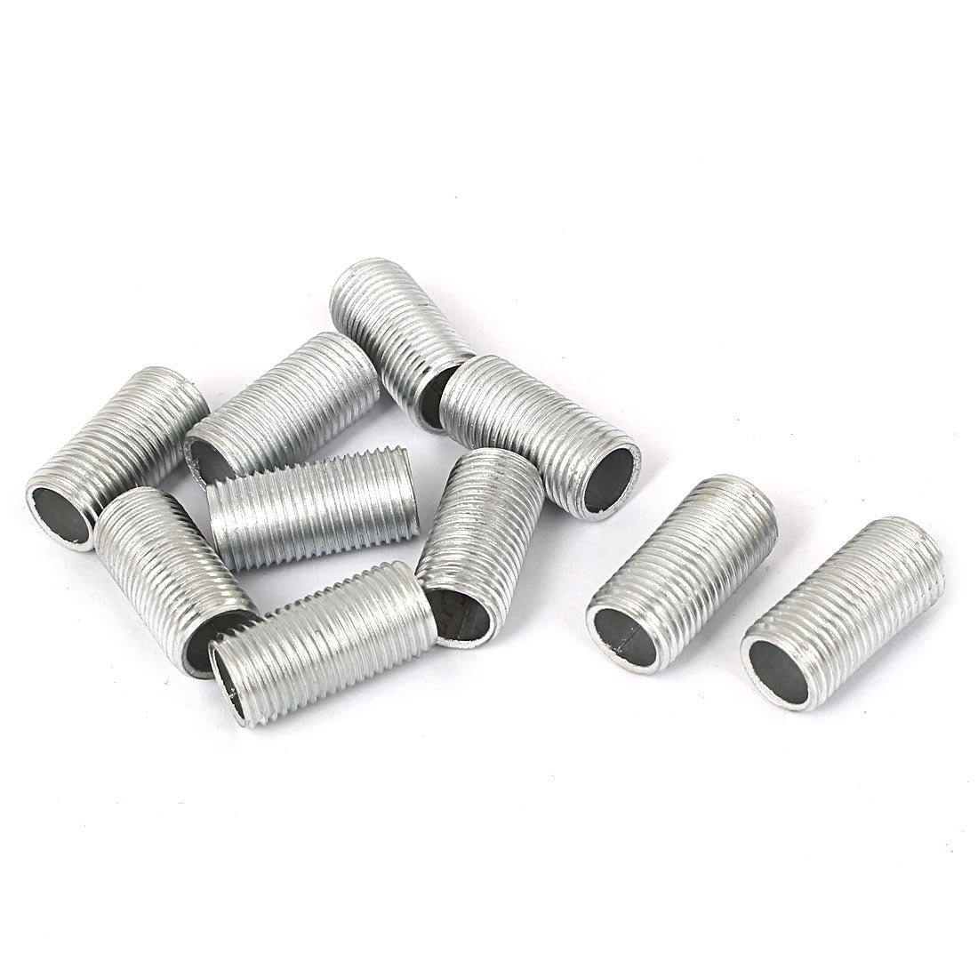 uxcell Uxcell M10 1mm Pitch Threaded Zinc Alloy Pipe Nipple Lamp Repair Part 20mm Long 10pcs