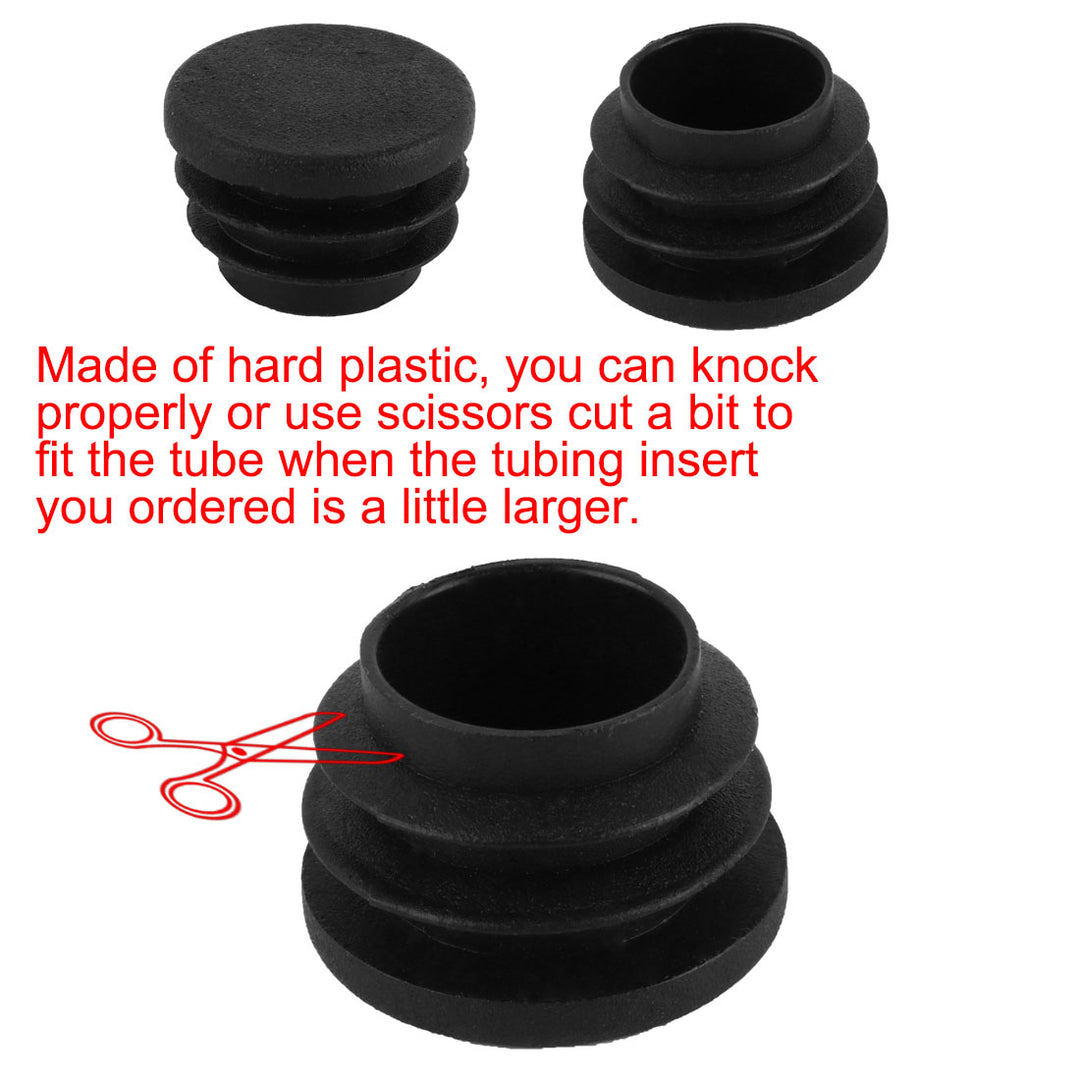 Uxcell 42mm Plastic Blanking End Caps | 40pcs Black Ribbed Tube Inserts For Furniture
