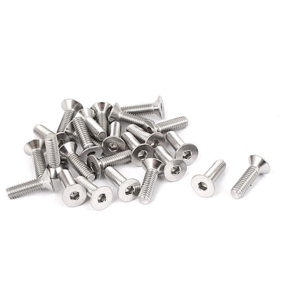 uxcell Uxcell M4x14mm Stainless Steel Hex Socket Flat Head Countersunk Bolts Screw 25pcs