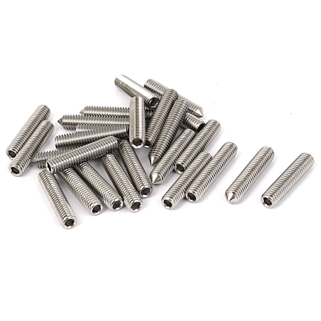 uxcell Uxcell M6x30mm Stainless Steel Cone Point Grub Screws Hex Socket Set Screw 25pcs