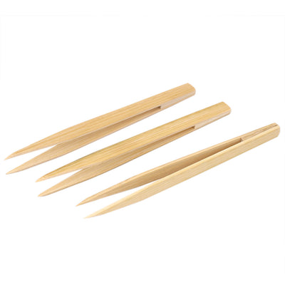 uxcell Uxcell Bamboo Nonslip Anti-static Pointed Tip Straight Tweezer Repair Tool 3pcs