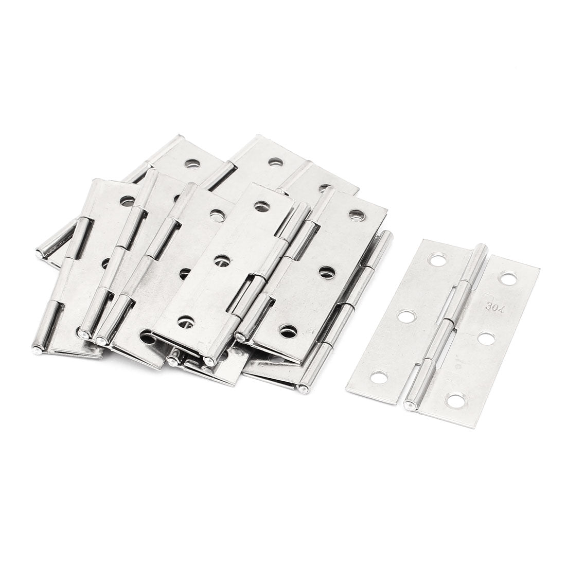 uxcell Uxcell 11 Pcs Stainless Steel 4.5mm Mounting Hole 2.6" Length Cabinet Door Hinge