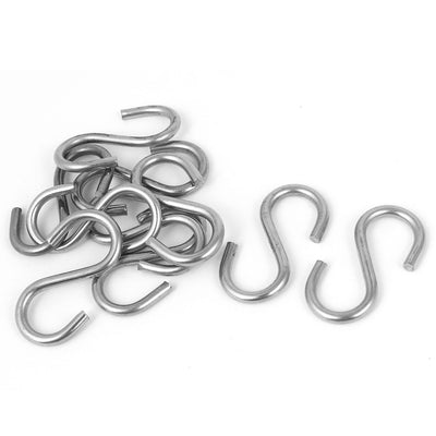 Harfington Uxcell 3mm Thickness 201 Stainless Steel S Shaped Hook Hanger 10 Pcs
