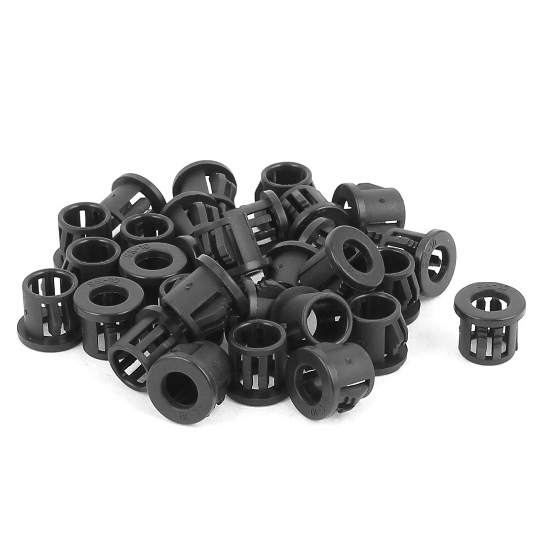 uxcell Uxcell 30pcs 10mm Mounted Dia Snap in Cable Bushing Grommet Protector Black