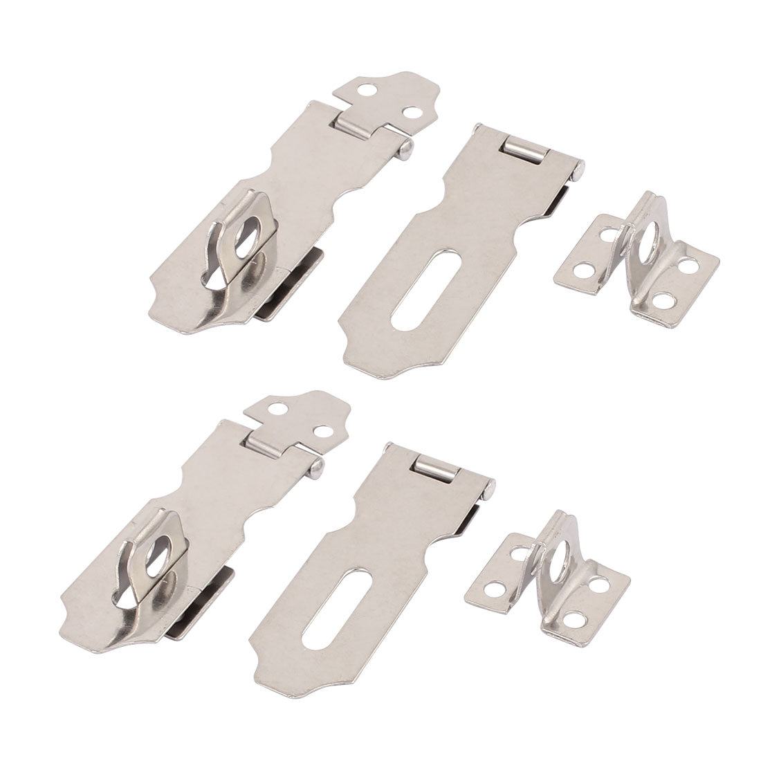 uxcell Uxcell Stainless Steel Security Padlock Latch Door Hasp Staple Silver Tone 4pcs
