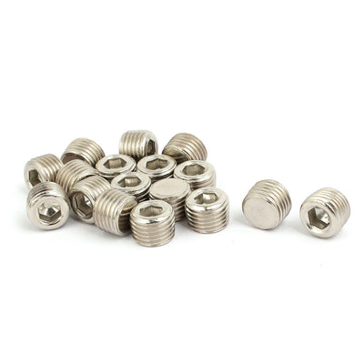 Harfington Uxcell 17 Pcs 13mm 1/4 BSP Thread Internal Hex Head Pipe Connectors Stainless Steel Silver Tone