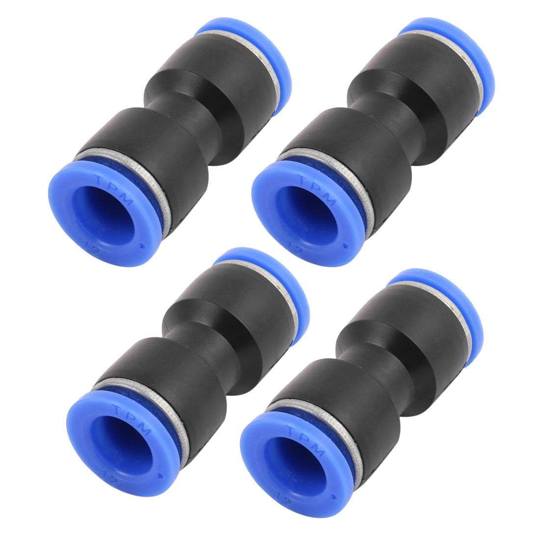 uxcell Uxcell 4Pcs 12mm to 12mm Pneumatic Air Quick Straight Coupler Fittings Connectors Black