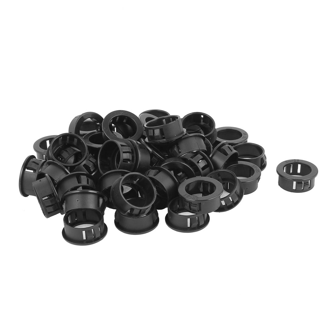 uxcell Uxcell 50pcs 25mm Mounted Dia Snap in Cable Wire Bushing Grommet Protector Black