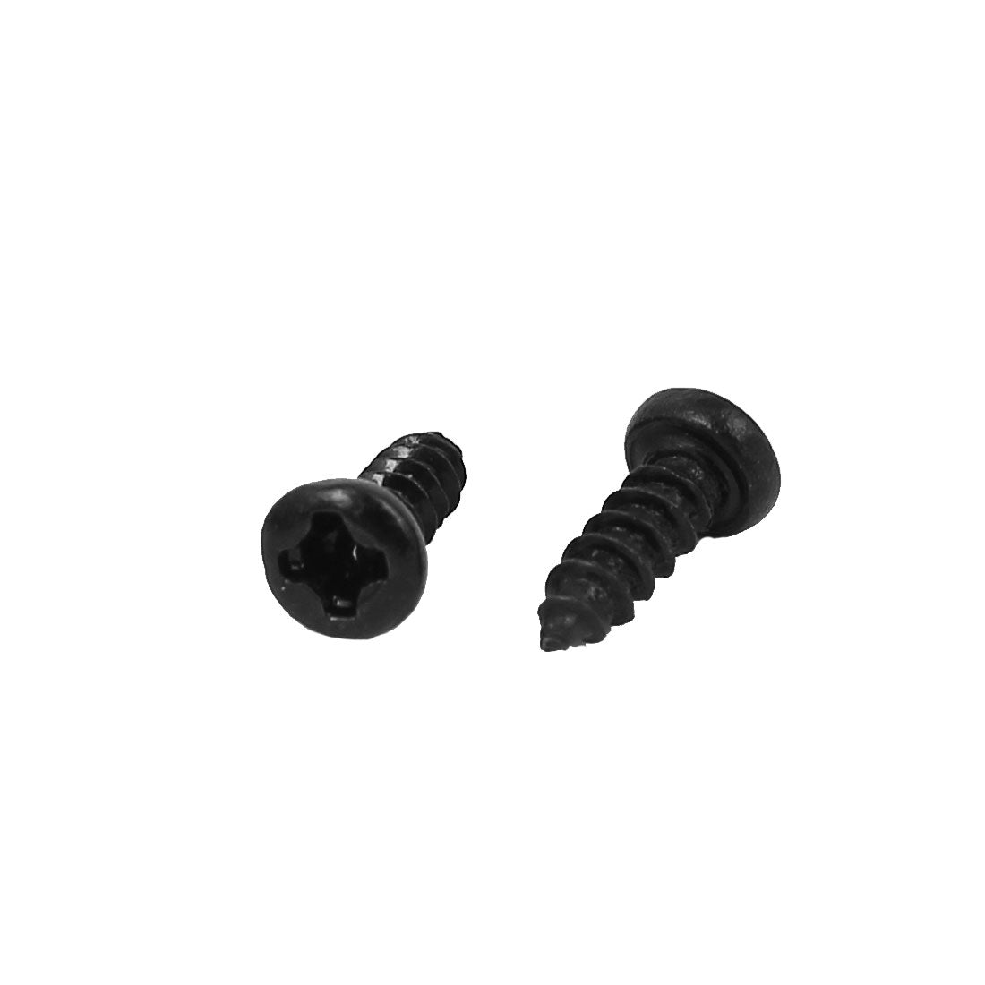 uxcell Uxcell 2mm x 6mm Male Thread Phillips Round Head Metal Self Tapping Screw Black 300 Pcs