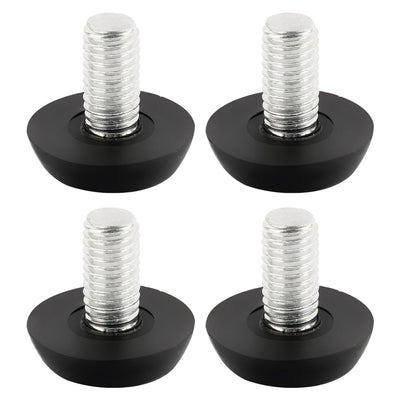 uxcell Uxcell 23mm Dia Base 8mm Thread Screw On Type Furniture Glide Leveling Foot Black 4pcs