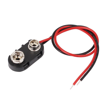 Harfington Uxcell 15cm Length Black Red Double Cable Connection 9V Battery Clips Connector Buckle