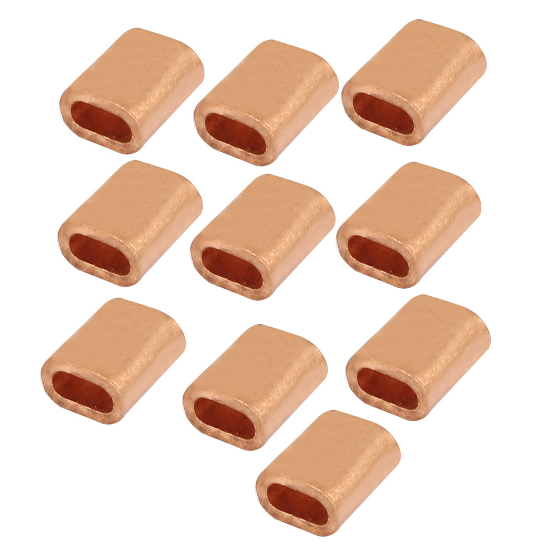 uxcell Uxcell 6.5mm x 3mm Hole Flat Wire Rope Clip Clamp Copper Ferrules 10 Pcs