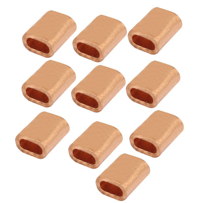 Harfington Uxcell 6.5mm x 3mm Hole Flat Wire Rope Clip Clamp Copper Ferrules 10 Pcs