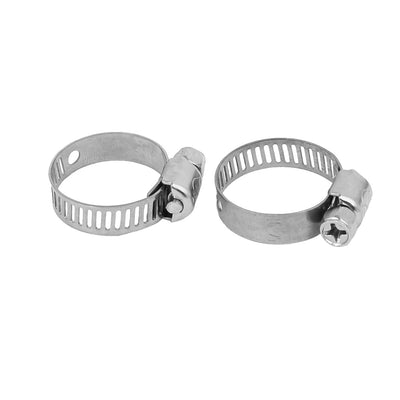 Harfington Uxcell Cable Pipe Fitting Adjustable  Gear Hose Clamp Silver Tone 16-25mm, 7mm Band Width 10pcs