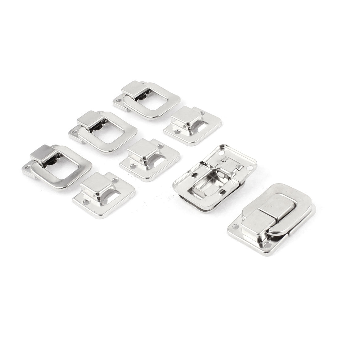 uxcell Uxcell Tool Box Chest Case Suitcase 40mm Long Metal Clasp Latch Catch Silver Tone 5pcs