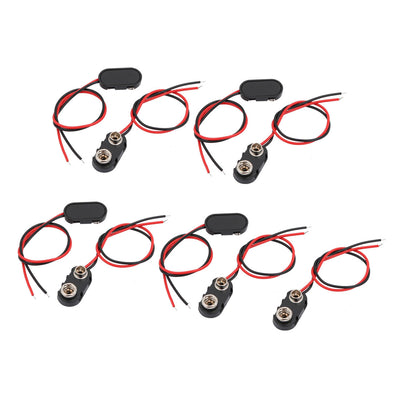 Harfington Uxcell 9 Pcs DC9V Battery Clip Faux Leather Shell Buckle Connector Lead Wire