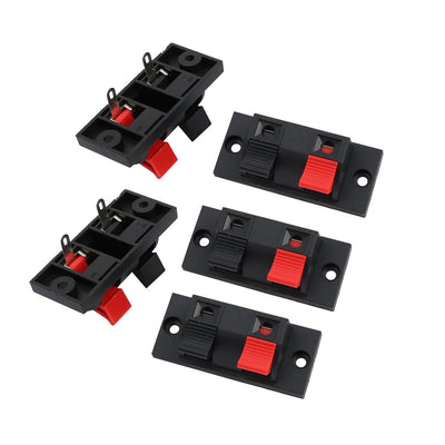 Harfington Uxcell 5PCS 2-Way Push Release Connector Plate Stereo Speaker Terminal Strip Block