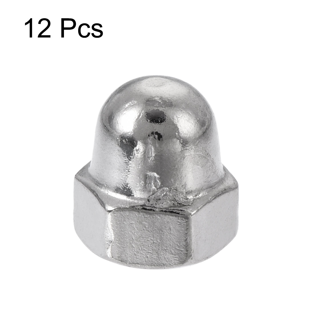 uxcell Uxcell M4 x 0.7mm Stainless Steel Cap Acorn Hex Nuts Fastener Silver Tone 12pcs
