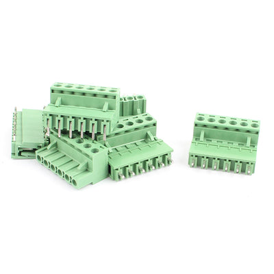 Harfington Uxcell 6 Pairs 5.08mm Pitch 6 Pin Male to Female PCB Pluggable Terminal Block Connector