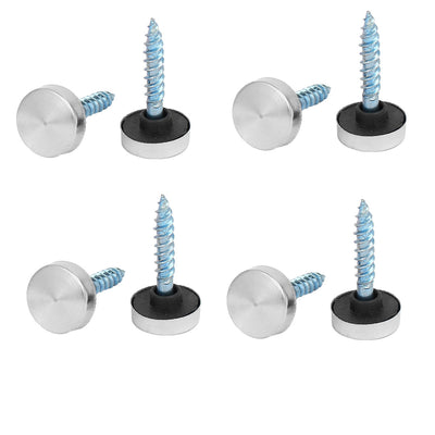 Harfington Uxcell 12mm Dia 201 Stainless Steel Cap Cover Nails Decorative Mirror Screws 8PCS