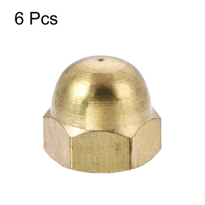 Harfington Uxcell M8 Thread Dia Dome Head Brass Cap Acorn Hex Nuts 6pcs
