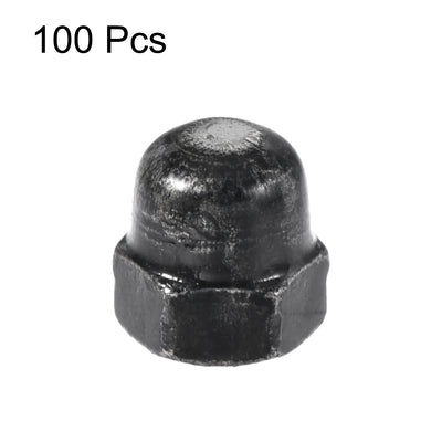Harfington Uxcell M3 Thread Dia Dome Head Carbide Steel Cap Acorn Hex Nuts Black 100pcs