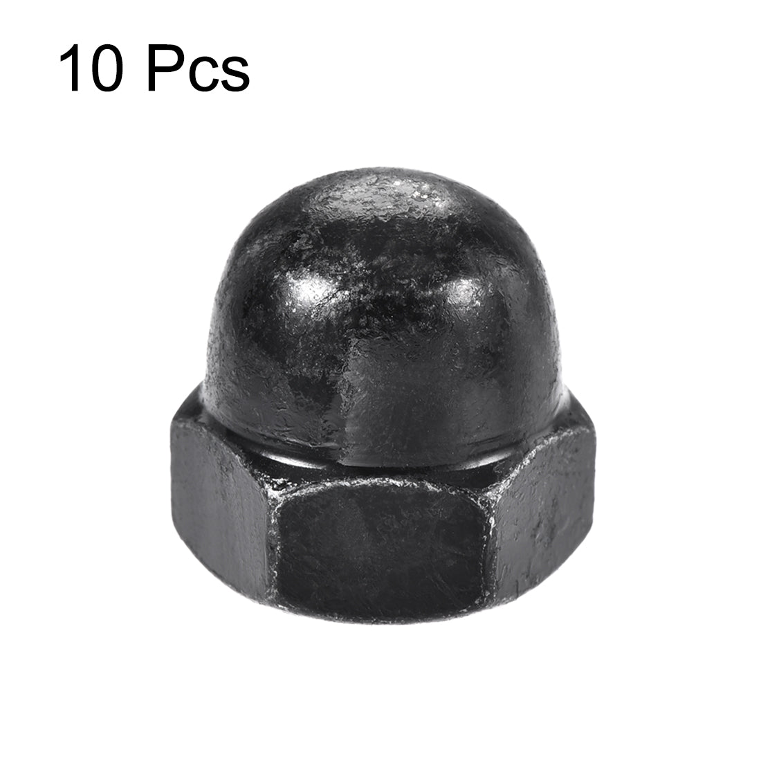 uxcell Uxcell M10 Thread Dia Dome Head Carbide Steel Cap Acorn Hex Nuts Black 10pcs