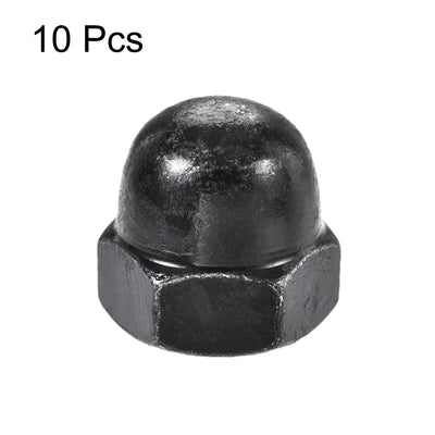 Harfington Uxcell M10 Thread Dia Dome Head Carbide Steel Cap Acorn Hex Nuts Black 10pcs