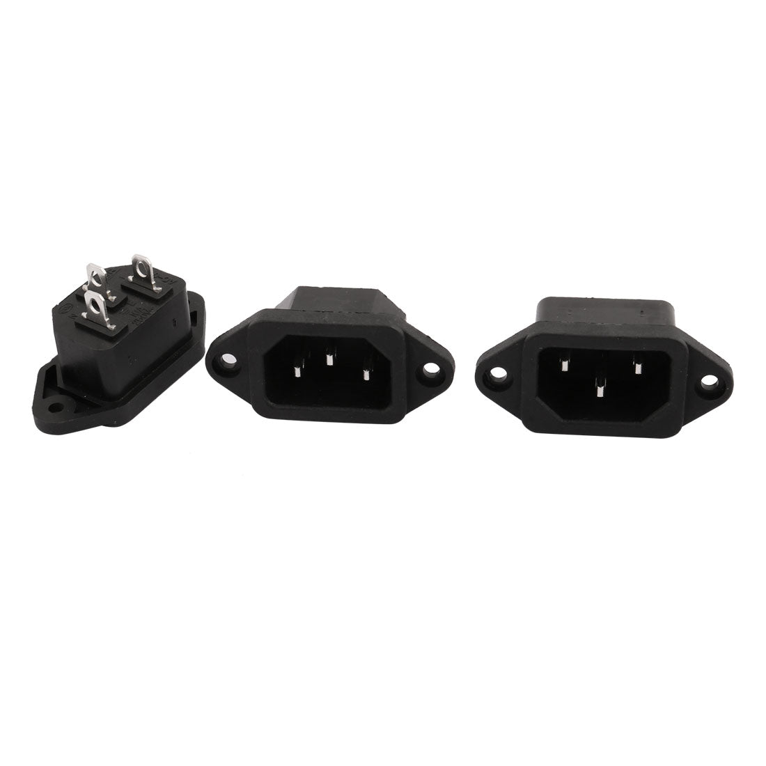 uxcell Uxcell 250V 10A 3 Terminals Panel Mounted Inlet Male Power Socket Connector 3Pcs