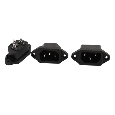 Harfington Uxcell 250V 10A 3 Terminals Panel Mounted Inlet Male Power Socket Connector 3Pcs