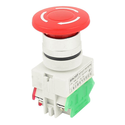 Harfington Uxcell A 660V 10A NO/NC DPST Latching Panel Mounting Emergency Stop Push Button Switch Red