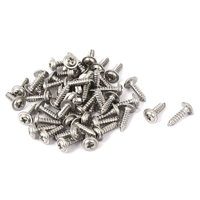 Harfington Uxcell 2.6mmx10mm Stainless Steel Phillips Flat  Sheet Self Tapping Screws 50 Pcs