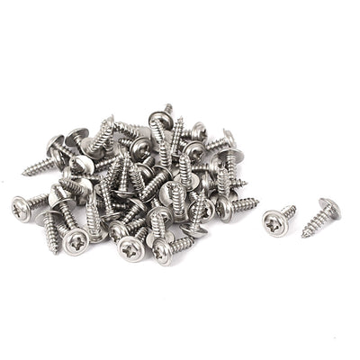Harfington Uxcell 3mmx10mm Stainless Steel Phillips Flat  Sheet Self Tapping Screws 50 Pcs