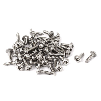 Harfington Uxcell 3mmx12mm Stainless Steel Phillips Flat  Sheet Self Tapping Screws 50 Pcs