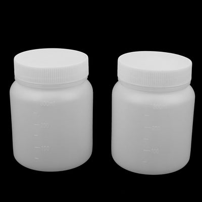 uxcell Uxcell 2PCS 300mL Capacity Chemical Container Graduated Clear White Plastic Lab Bottle