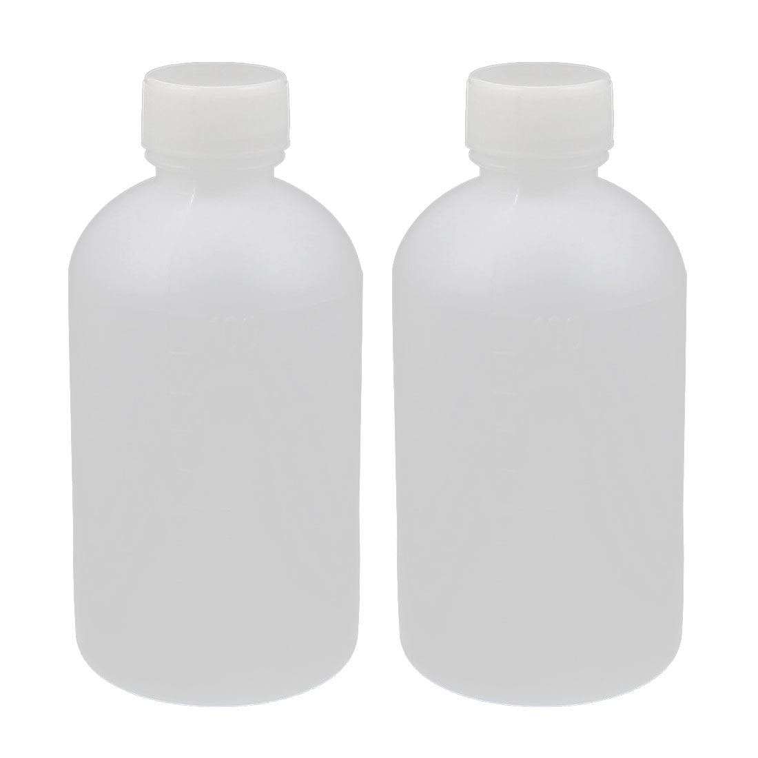 uxcell Uxcell 2Pcs 100mL Lab Experiment Plastic Clear White Graduated Chemicals Reagent Container Bottle