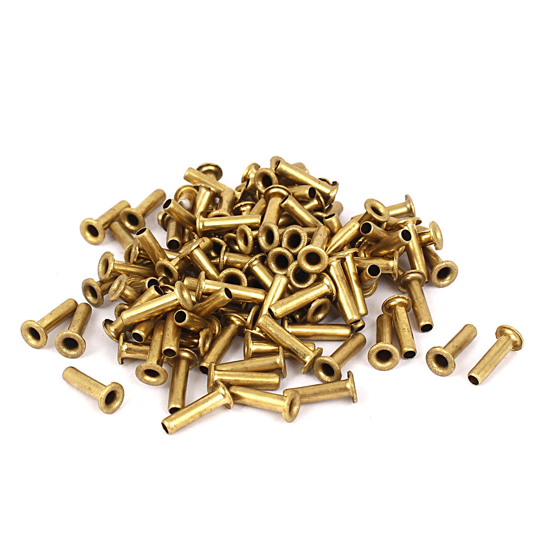 uxcell Uxcell 3mm x 12mm Double Sided Brass Hollow Rivets Grommets Tool 100 Pcs