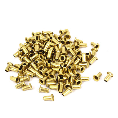 Harfington Uxcell 100pcs 3mm x 6mm Brass Plated Rivets Hollow Grommets PCB Circuit Board