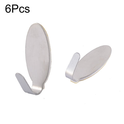 Harfington Uxcell Home Bathroom Bedroom Kitchen Stainless Steel Oval Shaped Self Adhesive Wall Hooks Hanger 6pcs