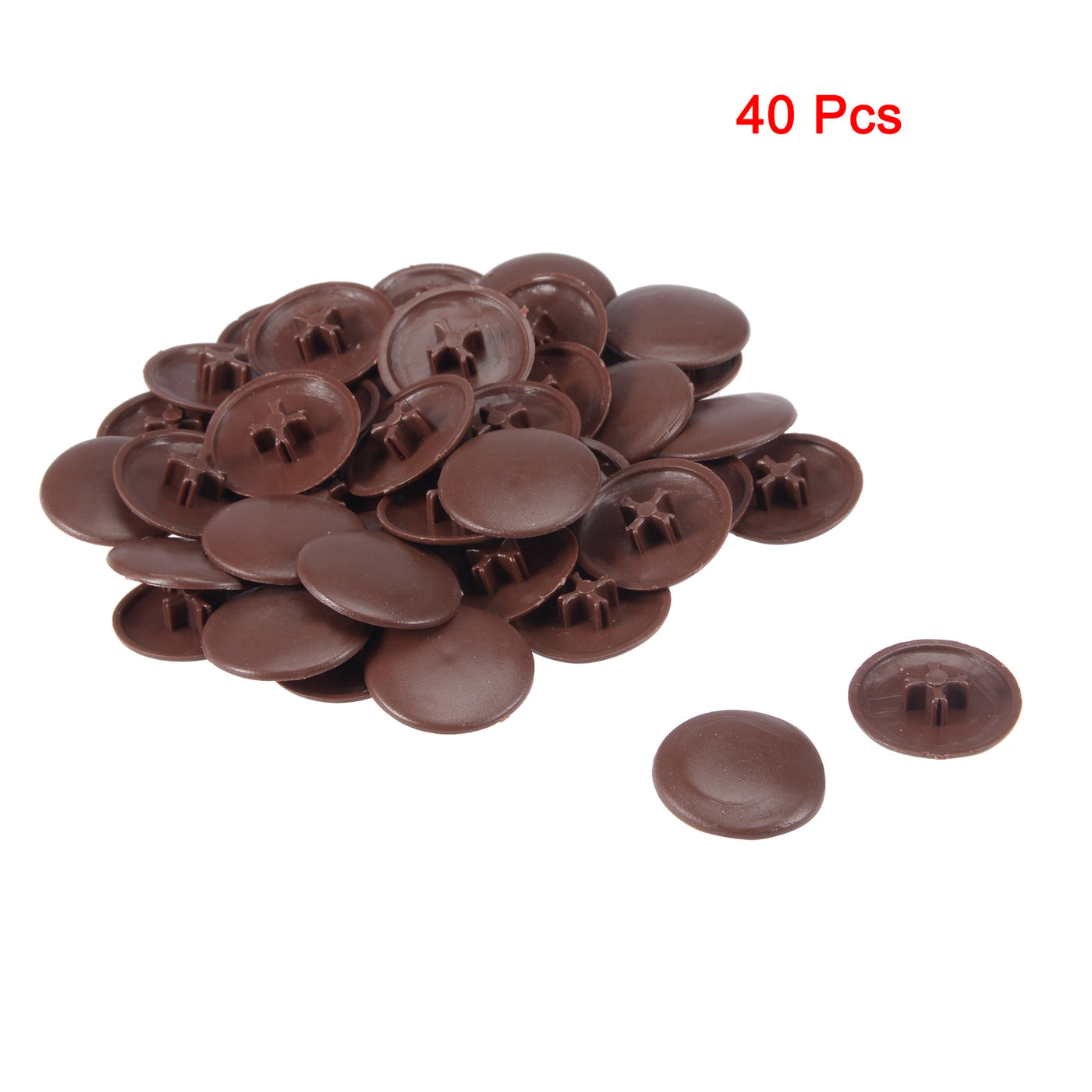 uxcell Uxcell 16.5mm Dia Round Shape Plastic Phillips Screw Cap Cover Dark Brown 40pcs