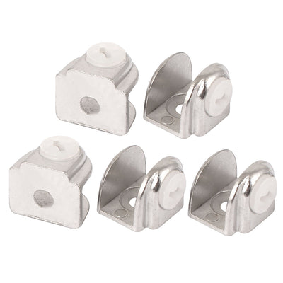 Harfington Uxcell 5pcs Semi-circular Metal Glass Shelf Clamp Bracket Holder Support for 4-8mm Thickness