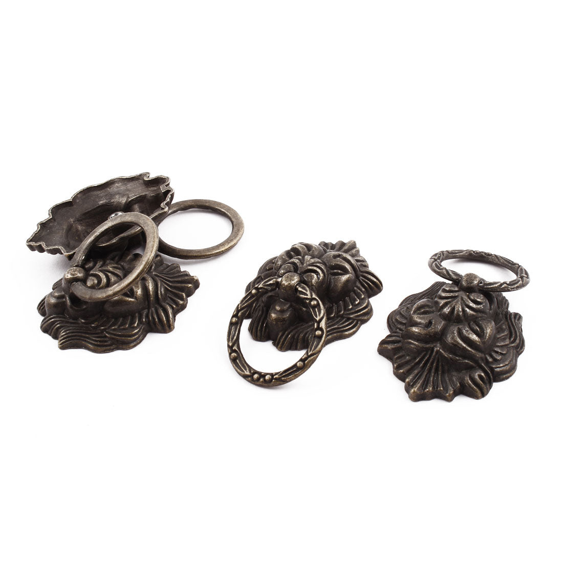 uxcell Uxcell Home Metal Drawers Door Vintage Style Lion Head Chest Knob Pull Handle Bronze Tone 4 Pcs