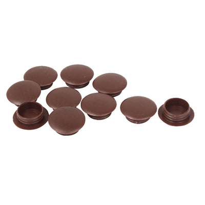 Harfington Uxcell 10pcs Brown Plastic Press On Cap Screw Cover for 16mm Dia Hole