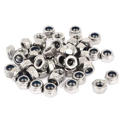 uxcell Uxcell M6 316 Stainless Steel  Self-Locking Nylon Insert Hex Lock Nuts 50pcs